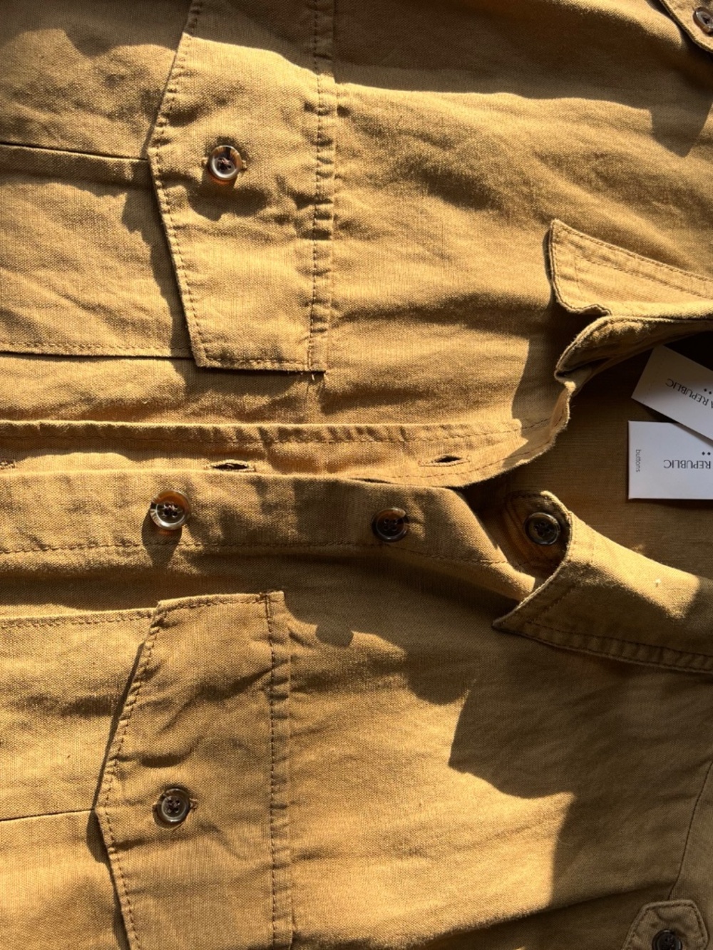 Banana Republic cotton +linen Sleeveless Dress in khaki, button-front size Large - Picture 9 of 14